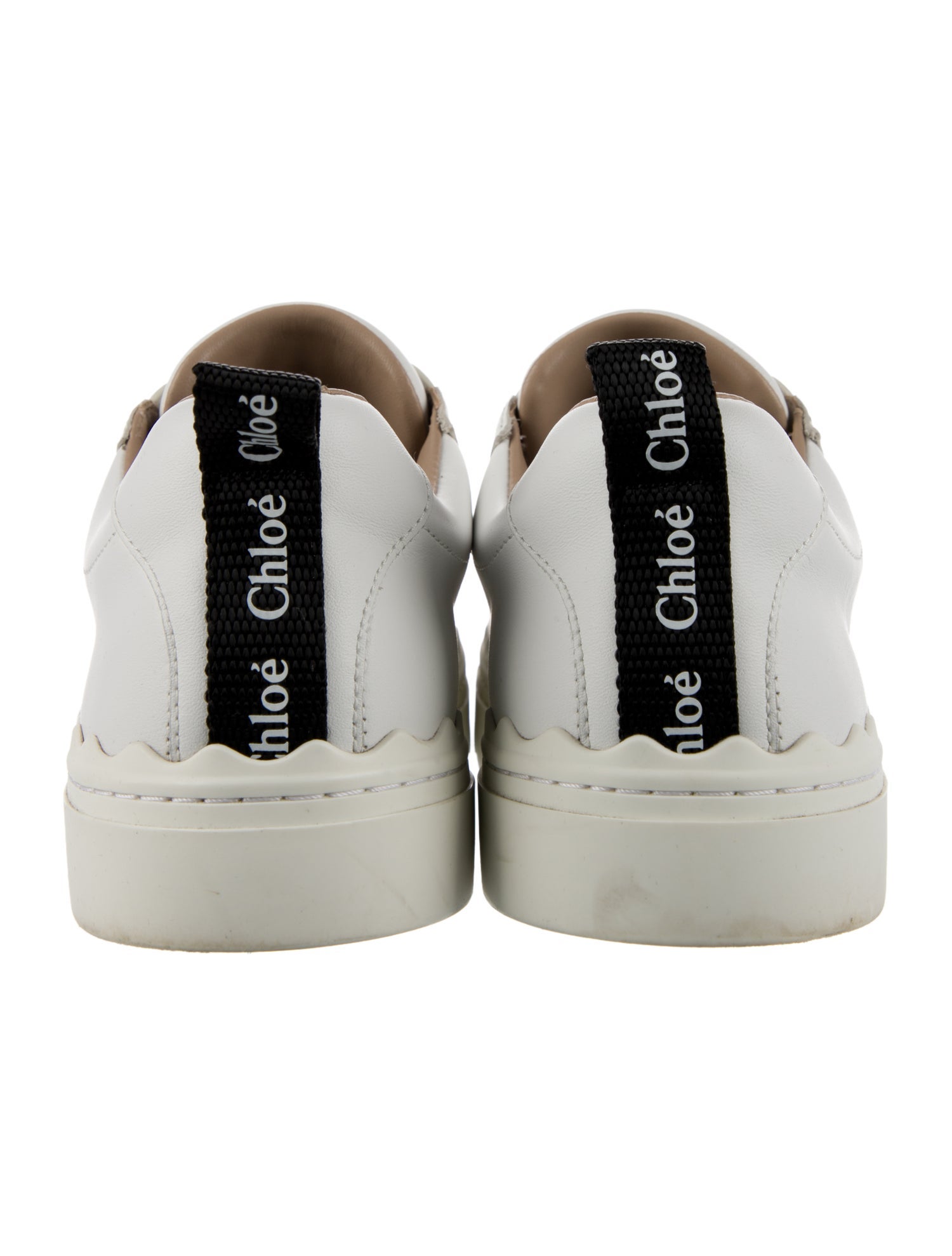 Chloé Leather Scalloped Accent Sneakers